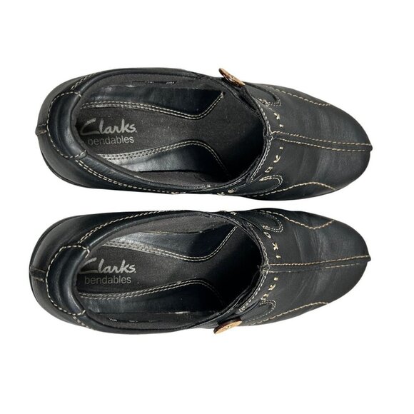 Clarks Sixty Delta Black Bendables Leather Slip-On Loafers Shoes Size 7.5W - Picture 4 of 11